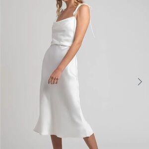 Jenny Yoo White/Ivory Satin Midi Dress Size 0